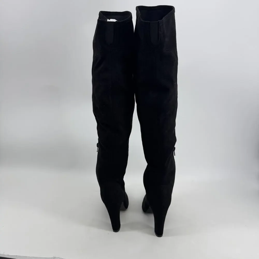 Unisa Over The Knee Riding Boots Womens 8.5M Black Faux Suede Block Heel Dressy
